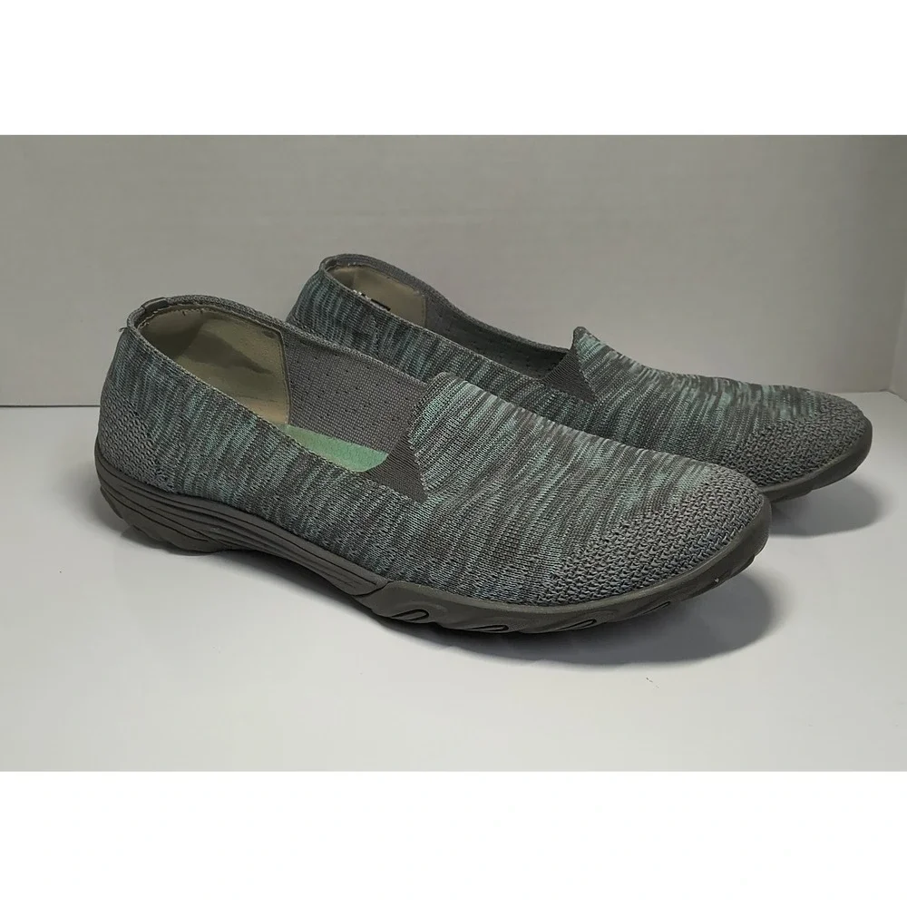 Skechers Womens 9.5 Empress Classic Fit Slip On Sneakers Walking Shoes Gray Teal